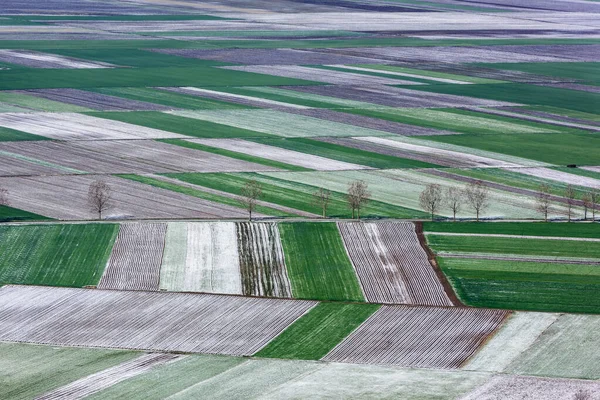 Αεροφωτογραφίες Άποψη Των Αγρών Και Των Αγροτικών Αγροτεμαχίων — Φωτογραφία Αρχείου