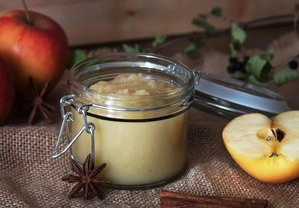 Succo di mela fresco fatto in casa con mele — Foto Stock