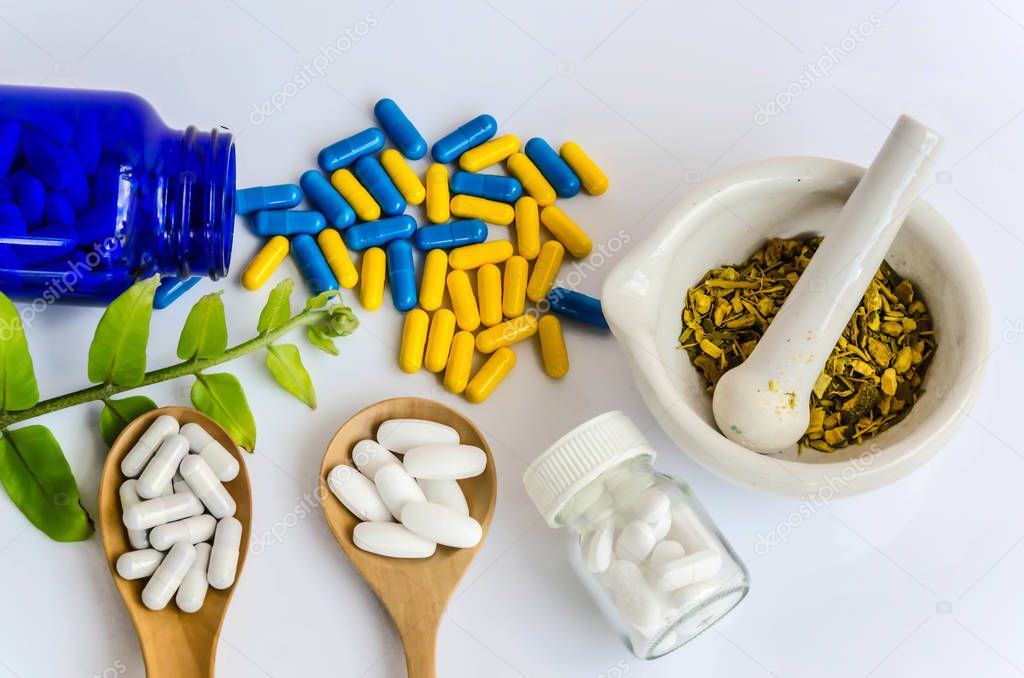 preparation  white pills&yellow&blue pills medicine & herb medicine 