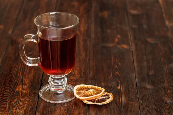 Compote or tea with fruit ingridients, dried orange, cinnamon. Copyspace — Stock Photo, Image