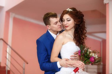 Düğün. Mutlu gelin ve damat birlikte. Evlilik kavramı