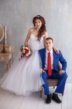 Düğün. Mutlu gelin ve damat birlikte. Evlilik kavramı