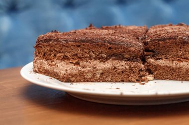 Çikolatalı kek krem closeup ile dilim