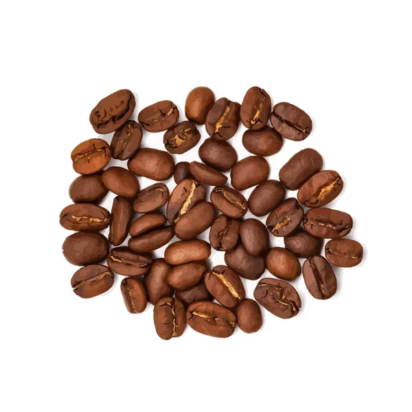 Roasted coffee beans isolated on white background, top view — Stock Vector