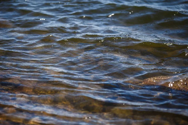 Голубая Поверхность Воды Волнами Отражениями Фоне Текстуры — стоковое фото