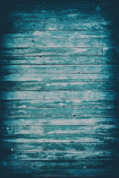 Vieilles planches en bois bleues minables avec peinture de couleur fissurée — Photo