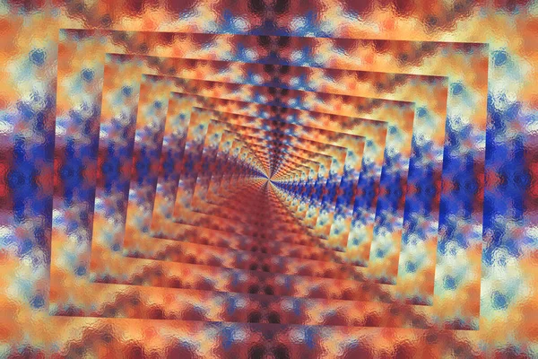 Оранжевый и синий фон стеклянного тоннеля, рисунок дизайна — стоковое фото