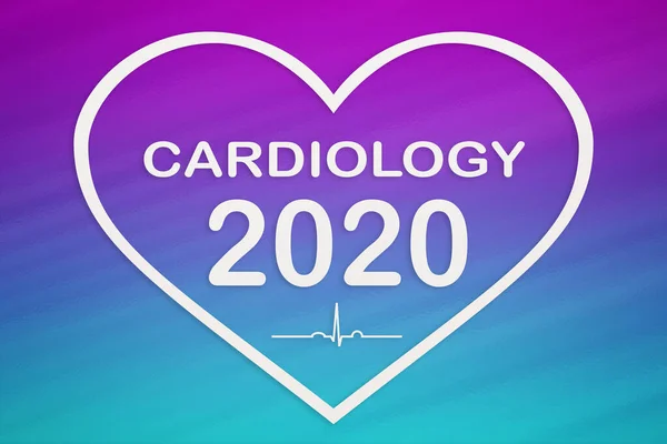 Forma de corazón con texto 2020 y cardiología. Concepto médico abstracto — Foto de Stock
