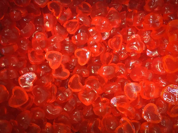 红色的心形状果冻糖果零食组。甜蜜的情人节背景. — 图库照片