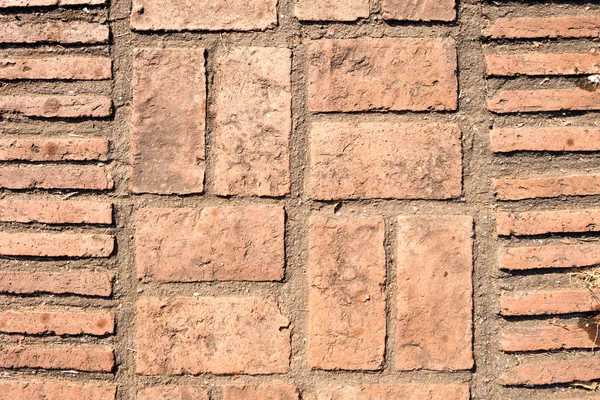 Baksteen blok stenen vloer textuur. vierkante vorm bestrating patio ontwerp. Stockfoto