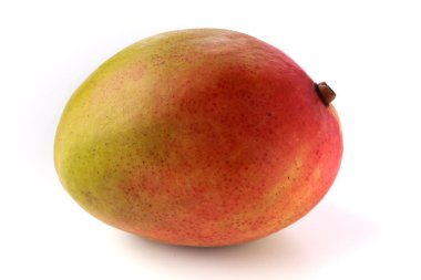 Tek bir kırmızı ve sarı mango closeup