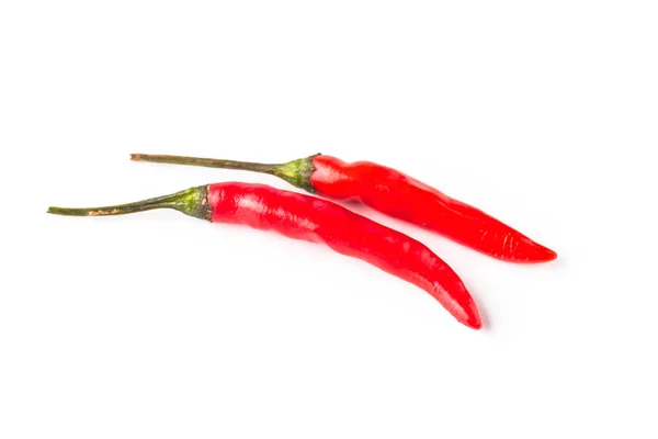 Δύο επίκεντρο κόκκινες πιπεριές τσίλι — Φωτογραφία Αρχείου