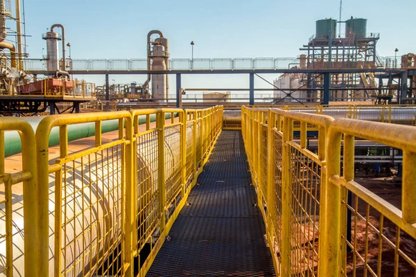 handrail industrial yellow fence metallic pipe rack
