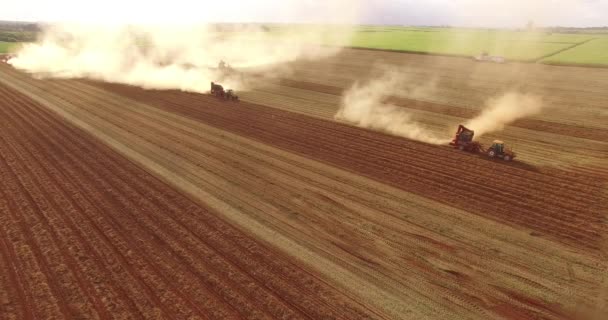 Тракторная плантация арахиса — стоковое видео