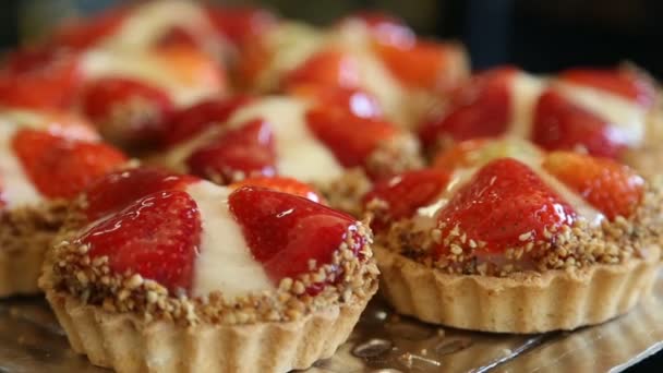 Pan Fresa Comida Dulce — Vídeo de stock