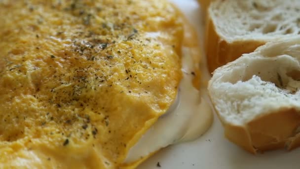Omelett Mat Måltid Plattan — Stockvideo