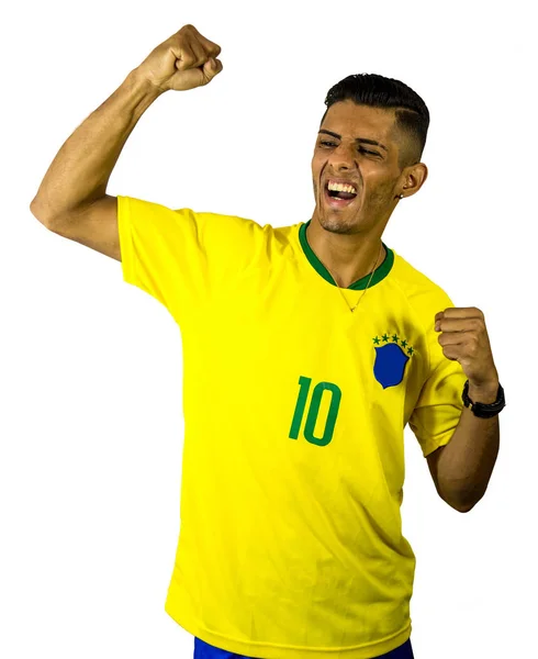 Brasiliano Fan Calcio Persona Vivace — Foto Stock