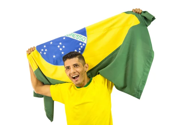 Braziliaanse Fan Voetbal Levendige Persoon — Stockfoto