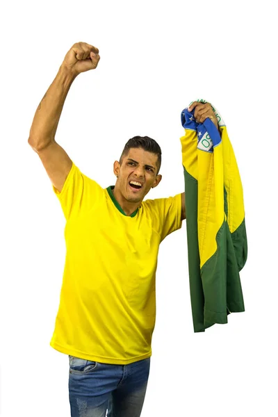 Brasileño Fan Fútbol Persona Vibrante — Foto de Stock