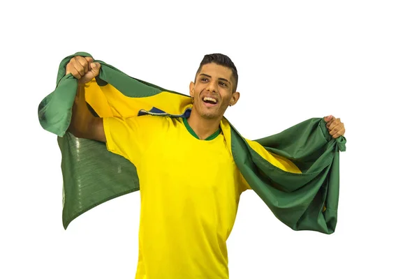 Brasileño Fan Fútbol Persona Vibrante — Foto de Stock