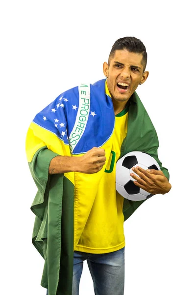 Brasileño Fan Fútbol Persona Vibrante — Foto de Stock