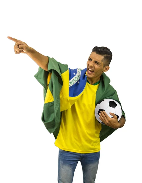 Pemain Sepak Bola Brazil Yang Bersemangat — Stok Foto