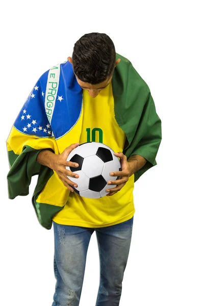 Brazilian Fan Soccer Vibrant Person — Stock Photo, Image