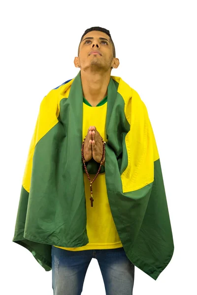 Braziliaanse Fan Voetbal Levendige Persoon — Stockfoto