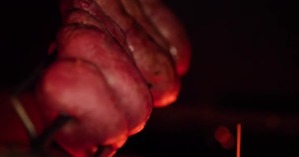 브라질의 불붙은 고기인 피카냐 — 비디오