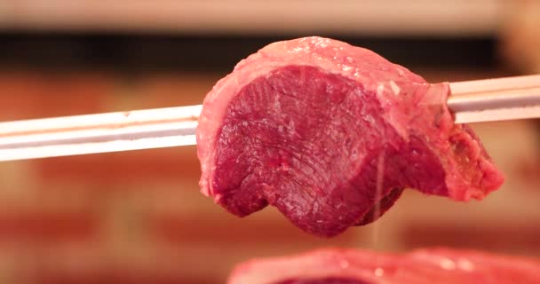 Meat Picanha Fire Brazil Delicious — Stock Video