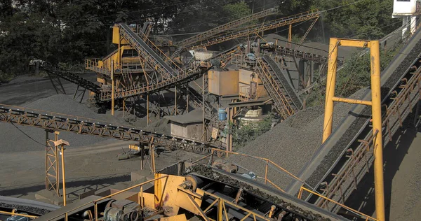 Förderband Minenlinie Gesteinstransport — Stockfoto
