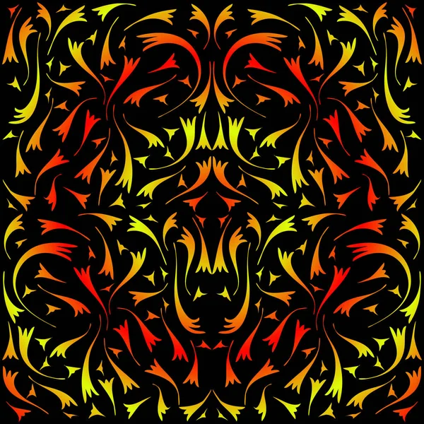 Patrón simétrico amarillo y rojo . — Vector de stock