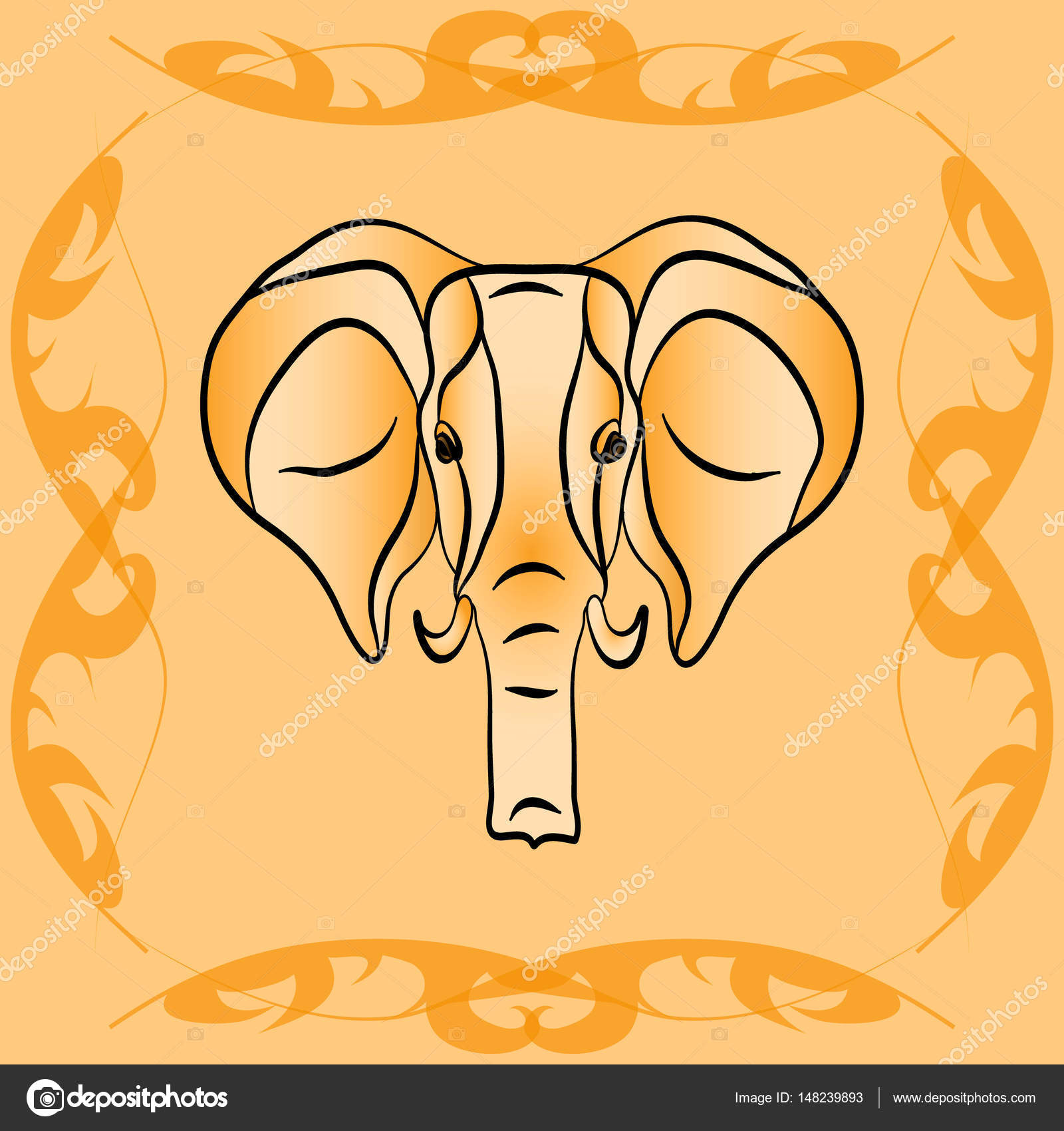 I contorni dell elefante nel colore sabbia — Vettoriale Stock