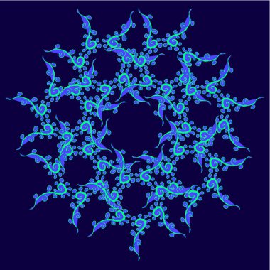 Mavi bir arka plan üzerinde hassas mavi kar taneleri.