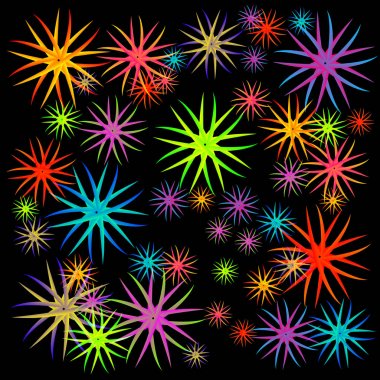 Parlak ve renkli havai fişek ve farklı renklerde Selam 