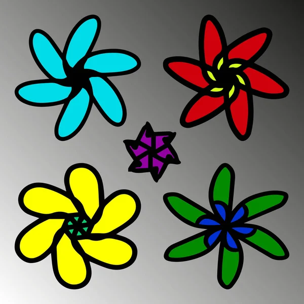 A set of flowers in children's design. — Stock Vector