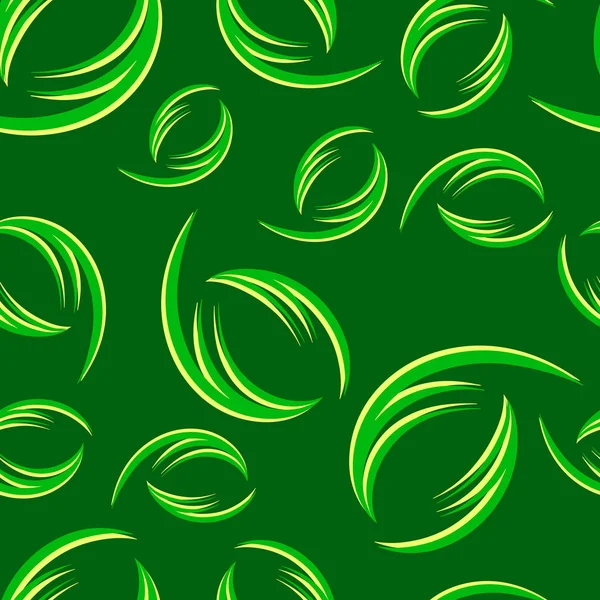 Patrón vectorial de rizos verdes y amarillos en un fondo de bosque — Vector de stock