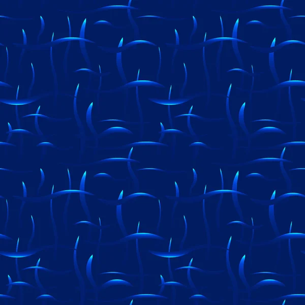 Ondas azuis brilhantes com destaques em um fundo preto . — Vetor de Stock