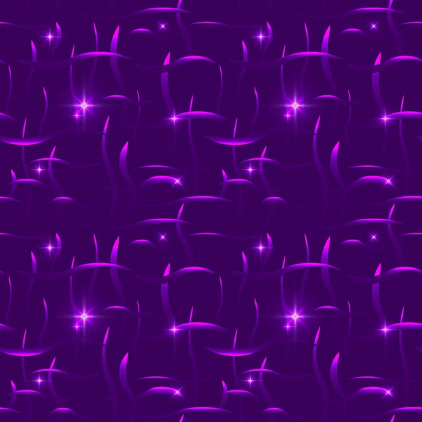 Lignes d'espace lumineux avec des reflets brillants sur un fond violet — Image vectorielle
