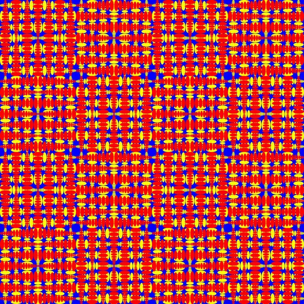 红色方块和深蓝色卷曲菱形的严格瓷砖. — 图库矢量图片
