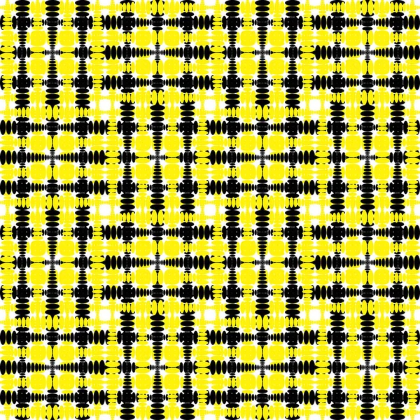 Строгі жовті плитки, що перетинаються з білими квадратами і чорними кубиками — стоковий вектор