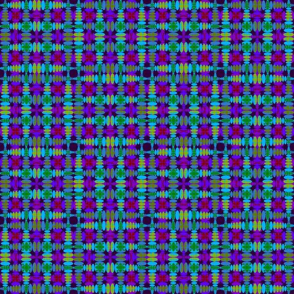 黑色东方瓷砖，来自交叉的绿色正方形和紫色卷曲菱形. — 图库矢量图片