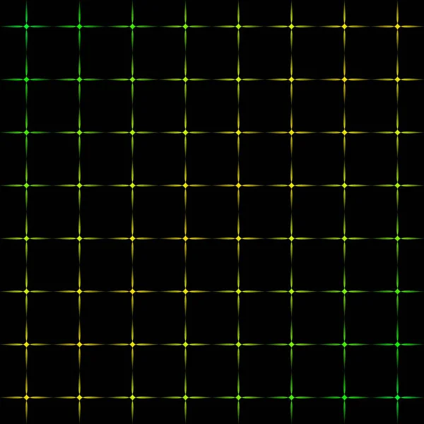 Gloeiende transparante gele sterren op een groene sterren zwarte backgrou — Stockvector
