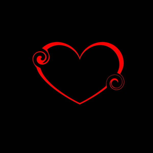 Corazón tierno hecho de espirales y monogramas rojos en estilo vintage . — Vector de stock