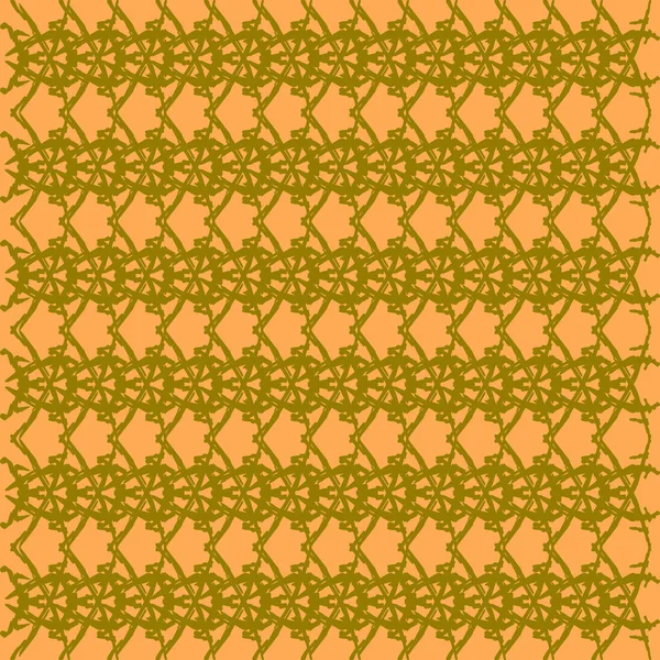 Gevlochten opengewerkte patroon van draad en gouden pijlen op een gele bac — Stockvector