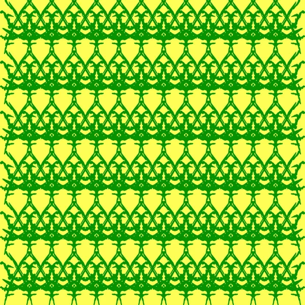 Patrón retorcido de mimbre de alambre y flechas verdes en una espalda amarilla — Archivo Imágenes Vectoriales