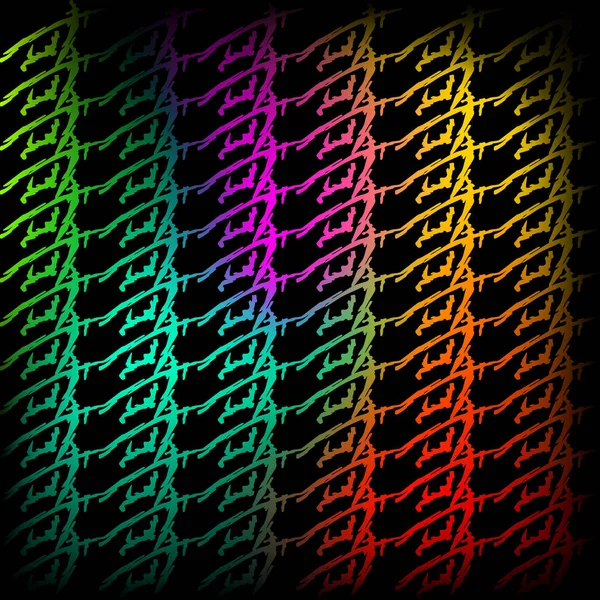 Плетеные узоры из неоновых сквиглов и светло-голубых веревок на черном — стоковый вектор