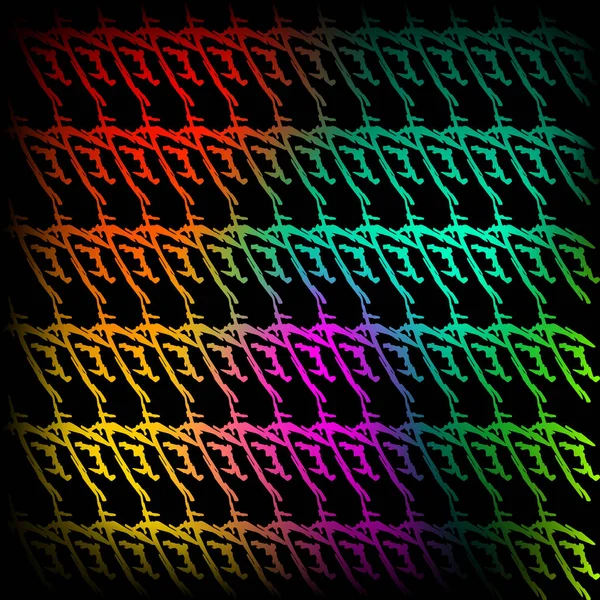 Interweaving pattern of neon squiggles and gold ropes on a black — ストックベクタ