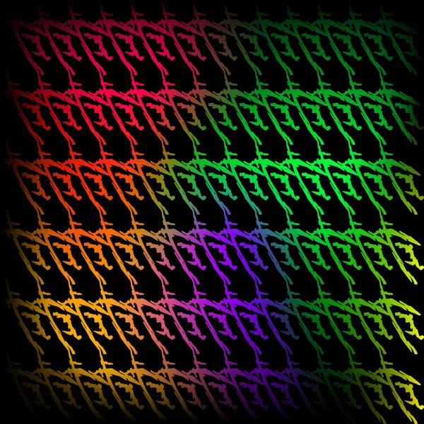 Interweaving pattern of neon squiggles and red ropes on a black — ストックベクタ