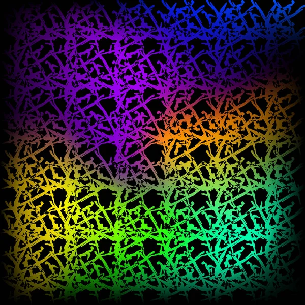 Развевающиеся узоры из неоновых сквиглов и фиолетовых веревок на черном — стоковый вектор